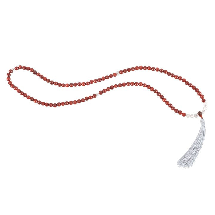 Stress Less Rosewood & Clear Quartz Mallah Necklace