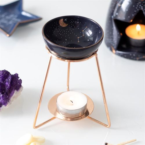 Purple Star Sign Oil Burner on Metal Base