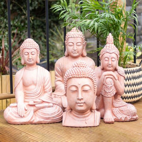 41cm Terracotta Effect Buddha Head Ornament