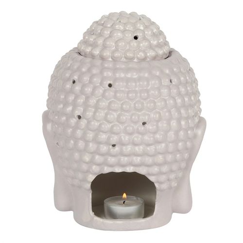 Large Grey Buddha Head Oil Burner and Wax Warmer