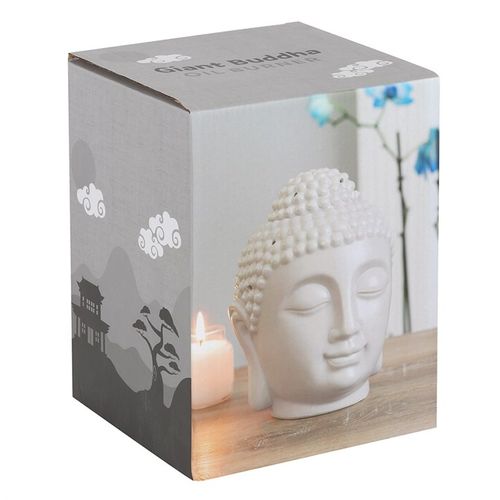 Large Grey Buddha Head Oil Burner and Wax Warmer