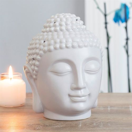 Large Grey Buddha Head Oil Burner and Wax Warmer